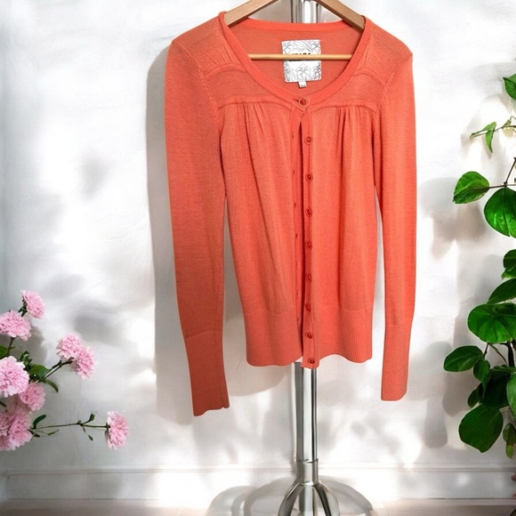 Soft Knit Vintage Coral Cardigan – Cottagecore Autumn Layer M - Picture 1 of 7